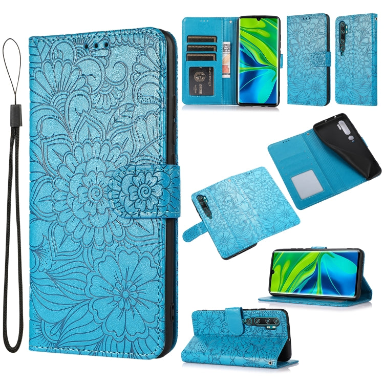 Skin Feel Embossed Sunflower Horizontal Flip Leather Case with Holder & Card Slots & Wallet & Lanyard