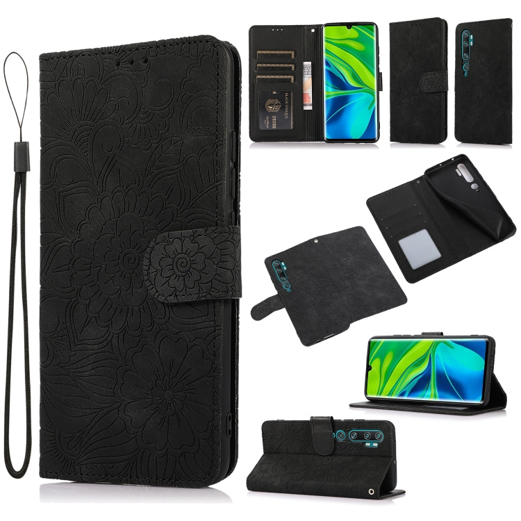 Skin Feel Embossed Sunflower Horizontal Flip Leather Case with Holder & Card Slots & Wallet & Lanyard