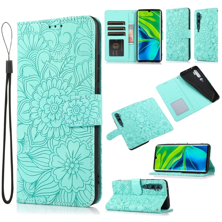 Skin Feel Embossed Sunflower Horizontal Flip Leather Case with Holder & Card Slots & Wallet & Lanyard