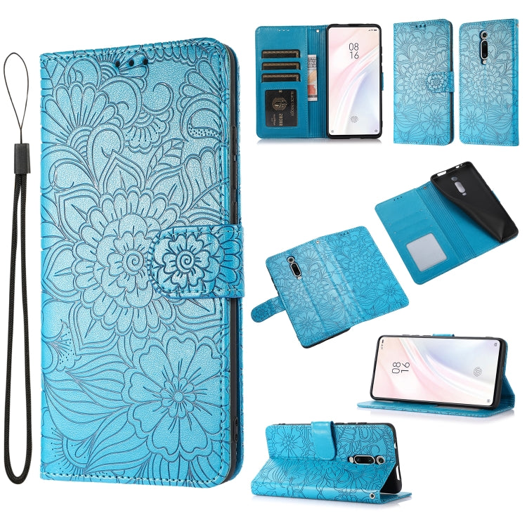 Skin Feel Embossed Sunflower Horizontal Flip Leather Case with Holder & Card Slots & Wallet & Lanyard