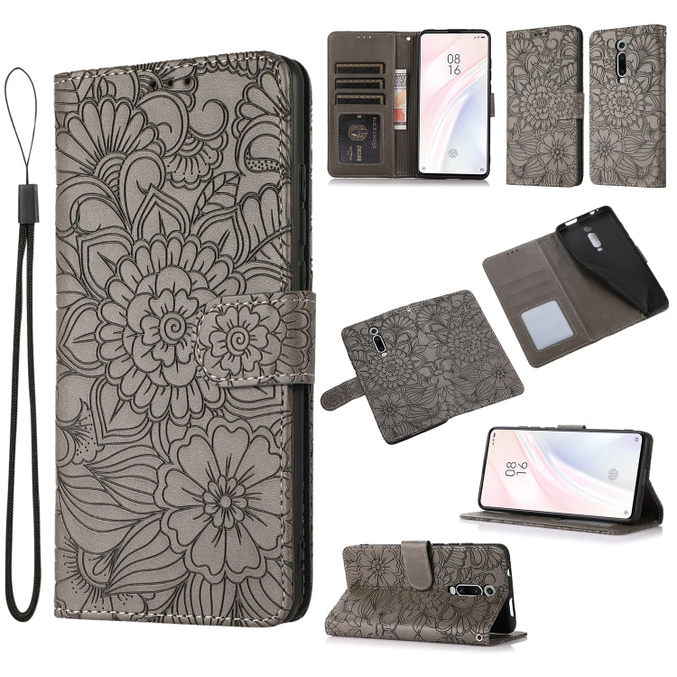 Skin Feel Embossed Sunflower Horizontal Flip Leather Case with Holder & Card Slots & Wallet & Lanyard