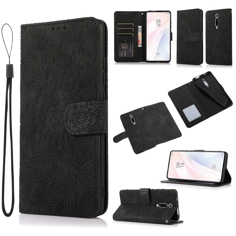 Skin Feel Embossed Sunflower Horizontal Flip Leather Case with Holder & Card Slots & Wallet & Lanyard