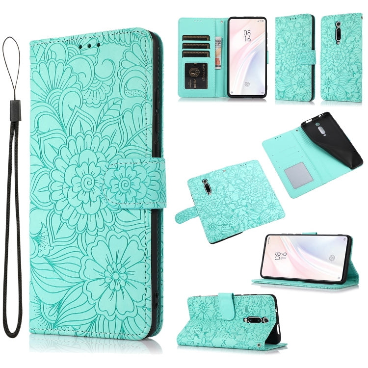 Skin Feel Embossed Sunflower Horizontal Flip Leather Case with Holder & Card Slots & Wallet & Lanyard