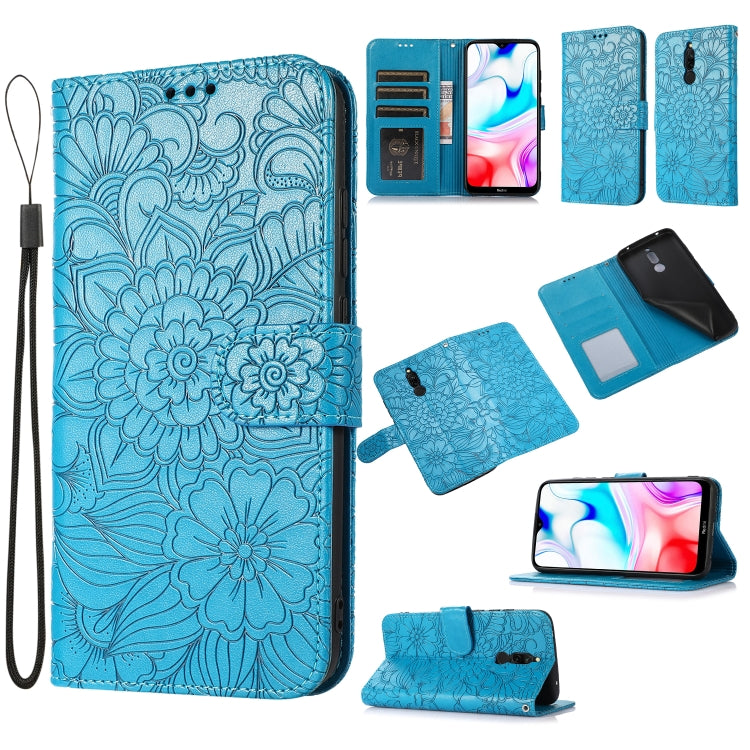 Skin Feel Embossed Sunflower Horizontal Flip Leather Case with Holder & Card Slots & Wallet & Lanyard
