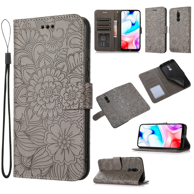 Skin Feel Embossed Sunflower Horizontal Flip Leather Case with Holder & Card Slots & Wallet & Lanyard