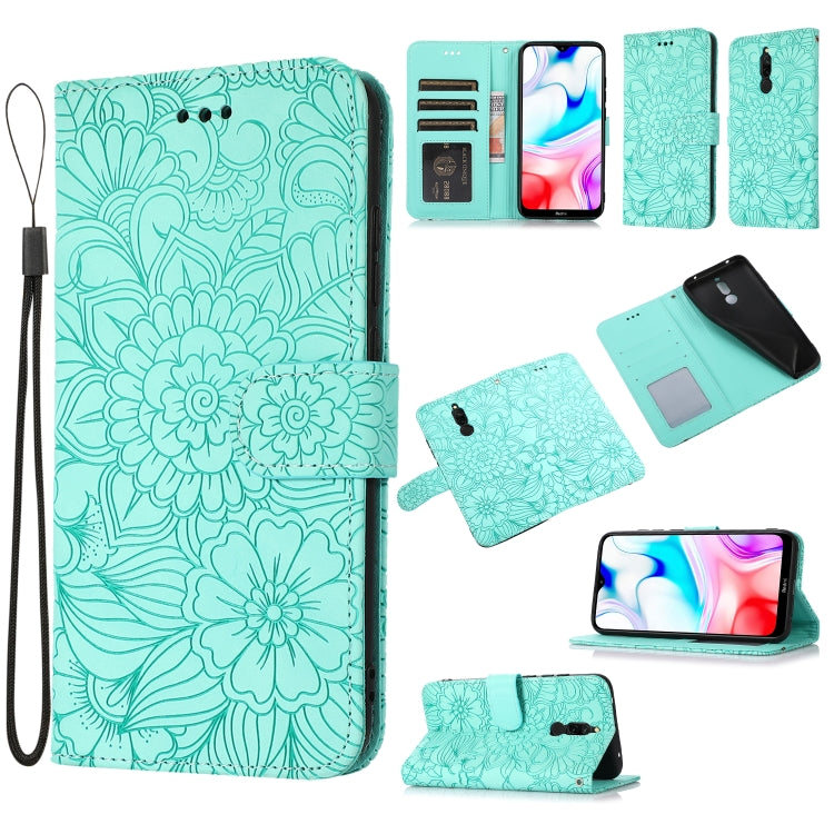 Skin Feel Embossed Sunflower Horizontal Flip Leather Case with Holder & Card Slots & Wallet & Lanyard