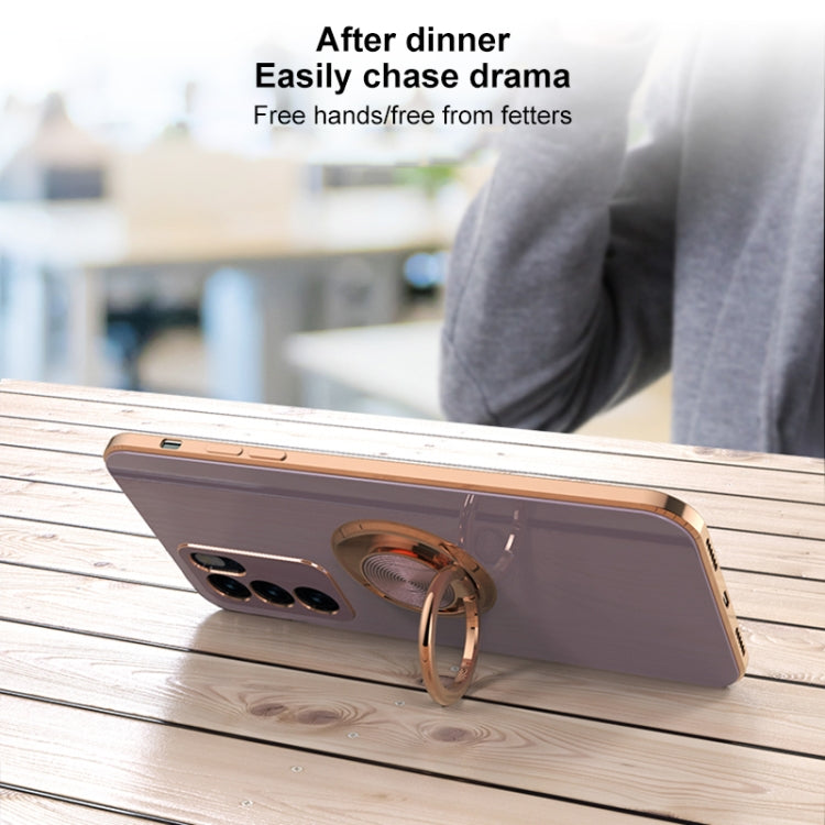 Electroplated Frame Silicone Shockproof Protective Case with Ring Holder