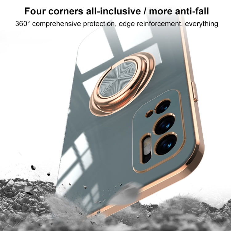 Electroplated Frame Silicone Shockproof Protective Case with Ring Holder