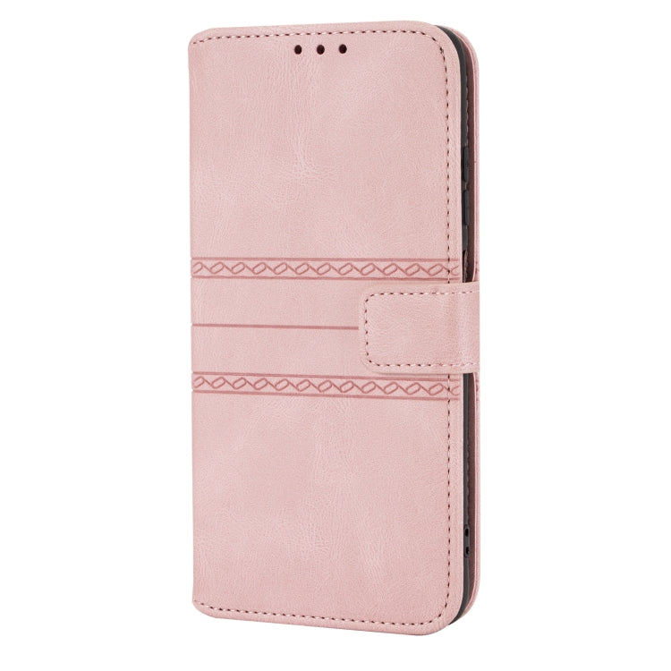 Embossed Striped Magnetic Buckle PU + TPU Horizontal Flip Leather Case with Holder & Card Slot & Wallet & Photo Frame & Sling