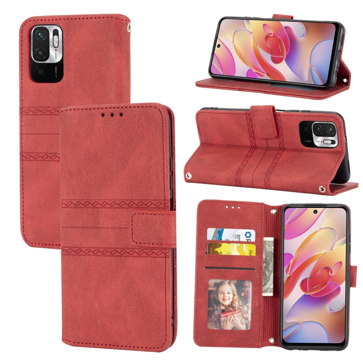 Embossed Striped Magnetic Buckle PU + TPU Horizontal Flip Leather Case with Holder & Card Slot & Wallet & Photo Frame & Sling