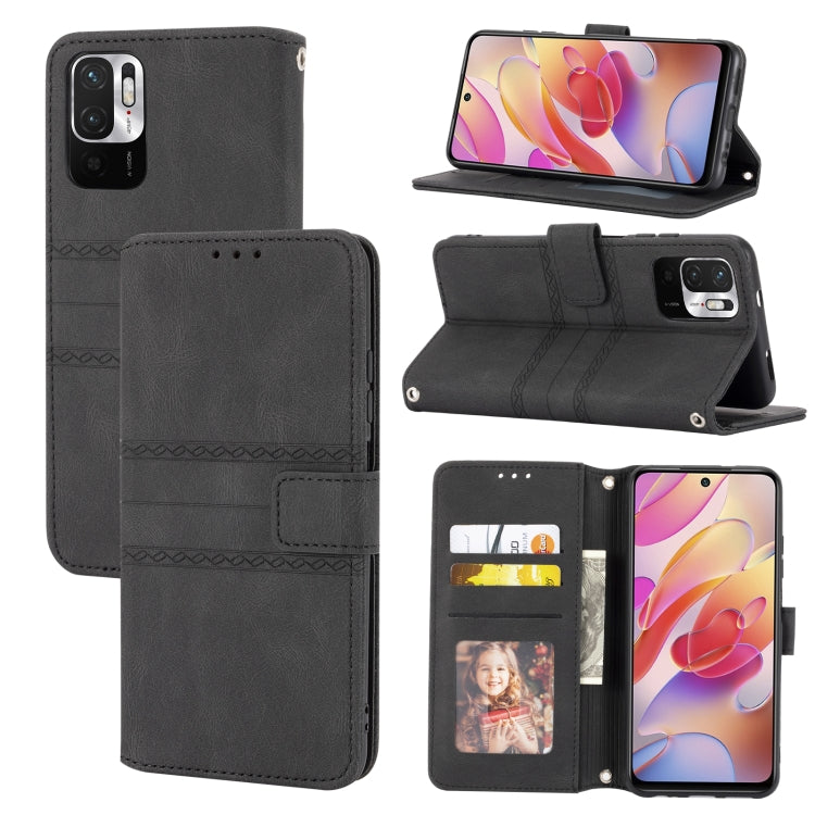 Embossed Striped Magnetic Buckle PU + TPU Horizontal Flip Leather Case with Holder & Card Slot & Wallet & Photo Frame & Sling
