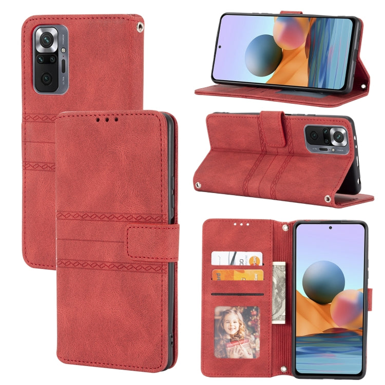 Embossed Striped Magnetic Buckle PU + TPU Horizontal Flip Leather Case with Holder & Card Slot & Wallet & Photo Frame & Sling