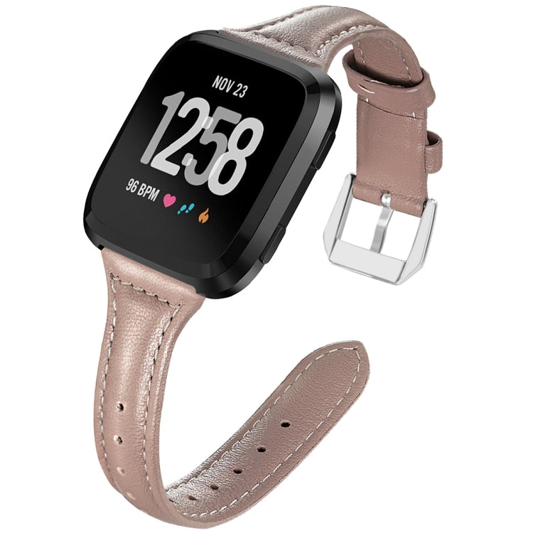 For Fitbit Versa 2 Smart Watch Genuine Leather Wrist Strap Watchband, Shrink Version