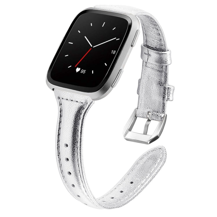 For Fitbit Versa 2 Smart Watch Genuine Leather Wrist Strap Watchband, Shrink Version