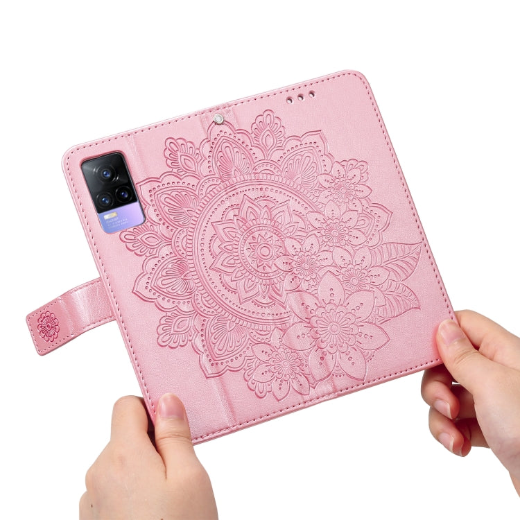 7-petal Flowers Embossing Pattern Horizontal Flip PU Leather Case with Holder & Card Slots & Wallet & Photo Frame