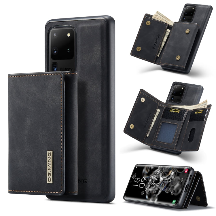 DG.MING M1 Series 3-Fold Multi Card Wallet Back Cover Shockproof Case with Holder Function