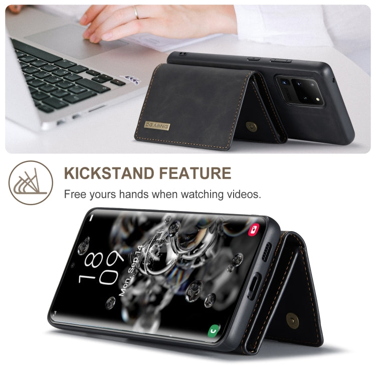 DG.MING M1 Series 3-Fold Multi Card Wallet Back Cover Shockproof Case with Holder Function