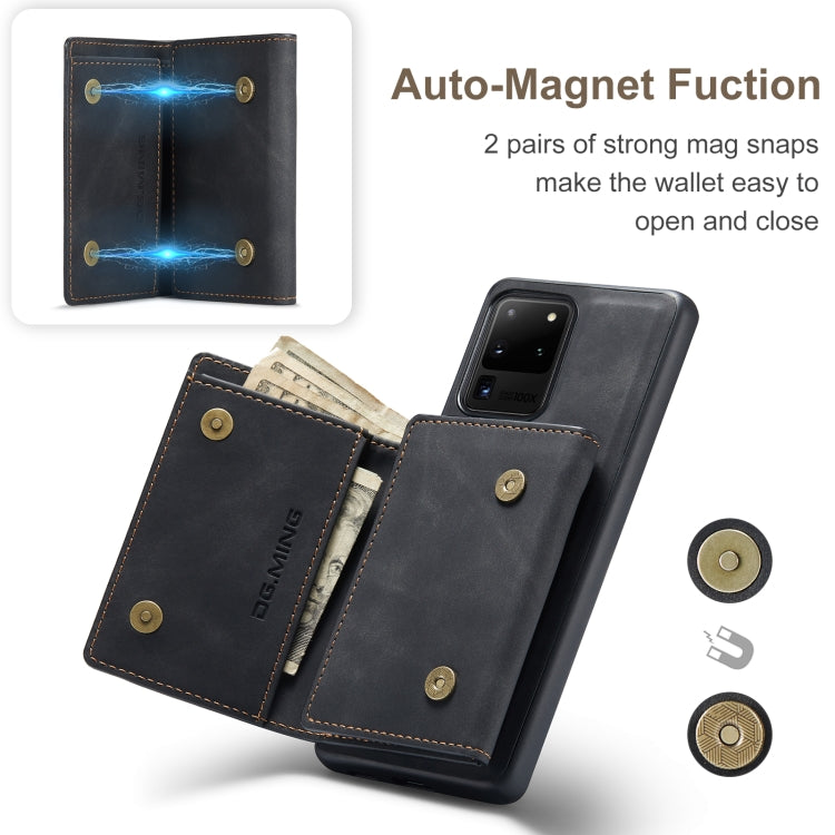DG.MING M1 Series 3-Fold Multi Card Wallet Back Cover Shockproof Case with Holder Function