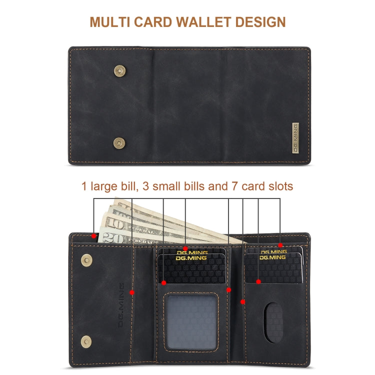 DG.MING M1 Series 3-Fold Multi Card Wallet Back Cover Shockproof Case with Holder Function