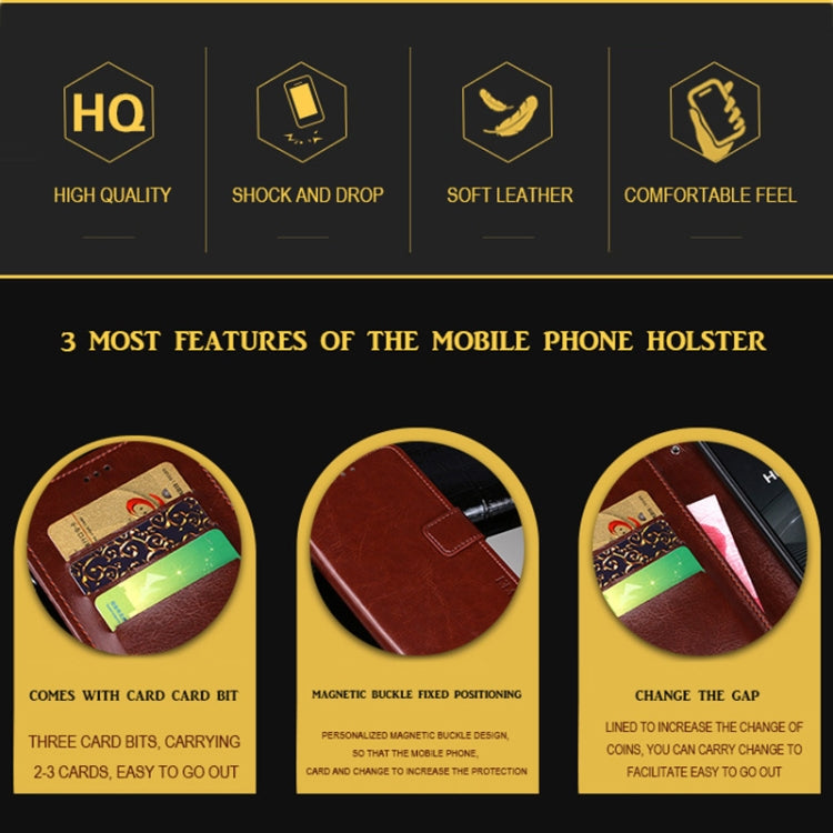 idewei Crazy Horse Texture Horizontal Flip Leather Case with Holder & Card Slots & Wallet
