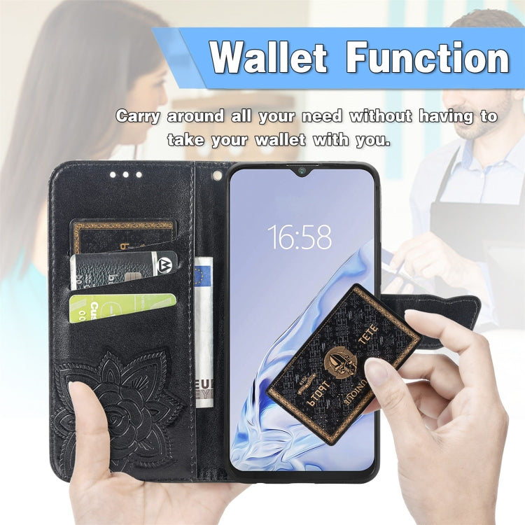 Butterfly Love Flowers Embossed Horizontal Flip Leather Case with Holder & Card Slots & Wallet & Lanyard