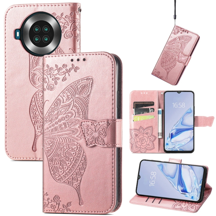 Butterfly Love Flowers Embossed Horizontal Flip Leather Case with Holder & Card Slots & Wallet & Lanyard