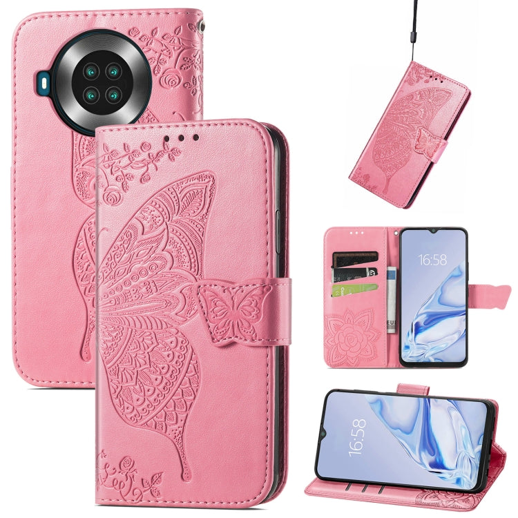 Butterfly Love Flowers Embossed Horizontal Flip Leather Case with Holder & Card Slots & Wallet & Lanyard