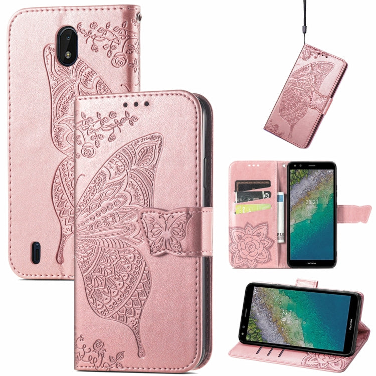 Butterfly Love Flowers Embossed Horizontal Flip Leather Case with Holder & Card Slots & Wallet & Lanyard