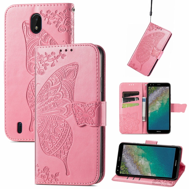 Butterfly Love Flowers Embossed Horizontal Flip Leather Case with Holder & Card Slots & Wallet & Lanyard