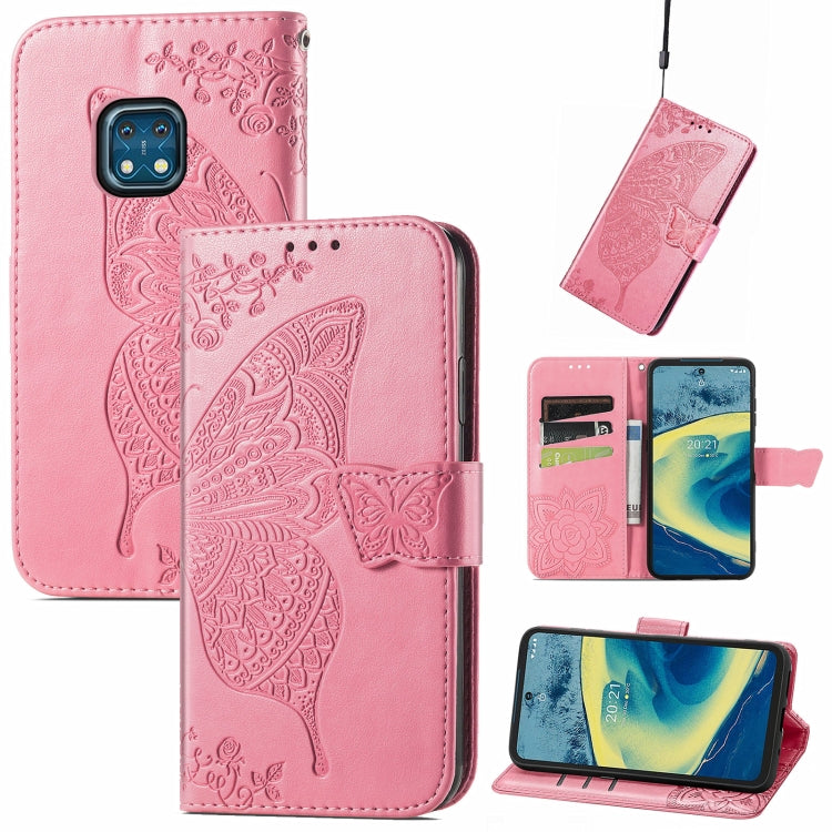 Butterfly Love Flowers Embossed Horizontal Flip Leather Case with Holder & Card Slots & Wallet & Lanyard