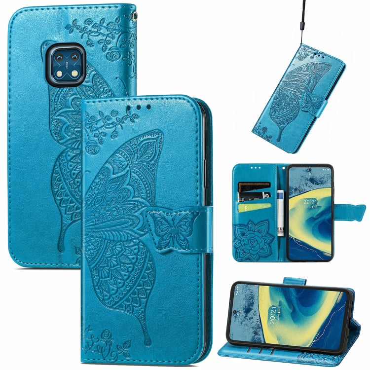 Butterfly Love Flowers Embossed Horizontal Flip Leather Case with Holder & Card Slots & Wallet & Lanyard