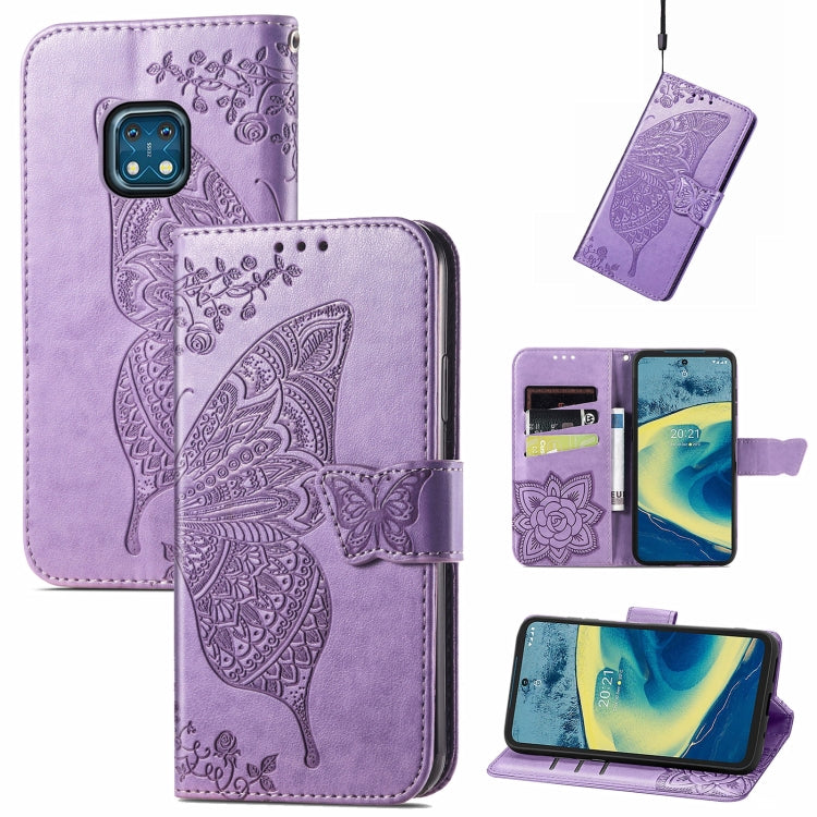 Butterfly Love Flowers Embossed Horizontal Flip Leather Case with Holder & Card Slots & Wallet & Lanyard