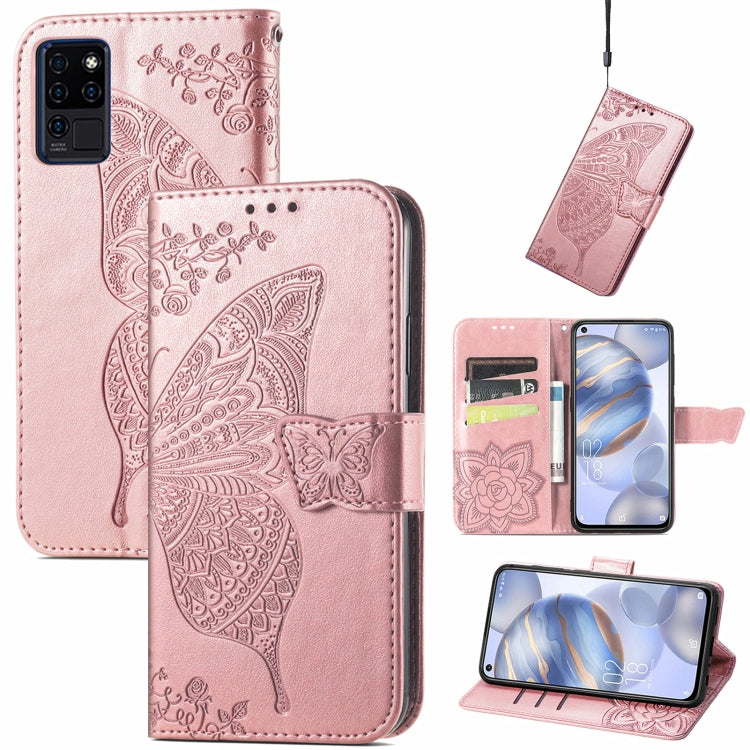 Butterfly Love Flowers Embossed Horizontal Flip Leather Case with Holder & Card Slots & Wallet & Lanyard