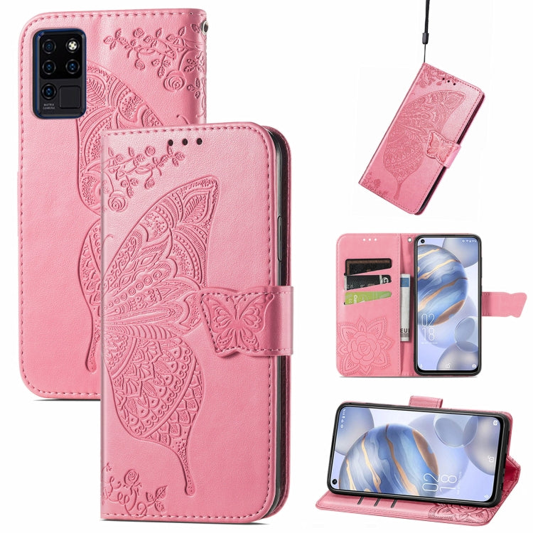 Butterfly Love Flowers Embossed Horizontal Flip Leather Case with Holder & Card Slots & Wallet & Lanyard
