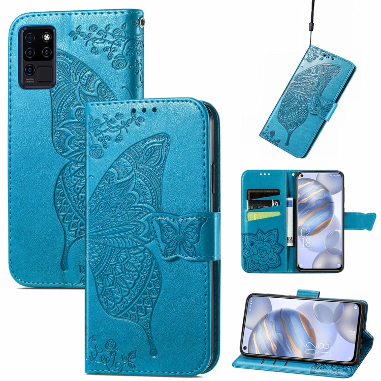 Butterfly Love Flowers Embossed Horizontal Flip Leather Case with Holder & Card Slots & Wallet & Lanyard