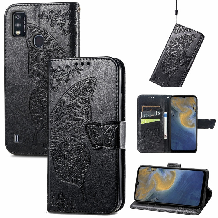 Butterfly Love Flowers Embossed Horizontal Flip Leather Case with Holder & Card Slots & Wallet & Lanyard