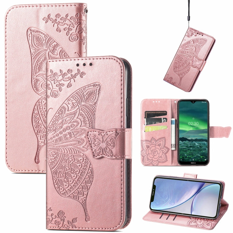 Butterfly Love Flowers Embossed Horizontal Flip Leather Case with Holder & Card Slots & Wallet & Lanyard