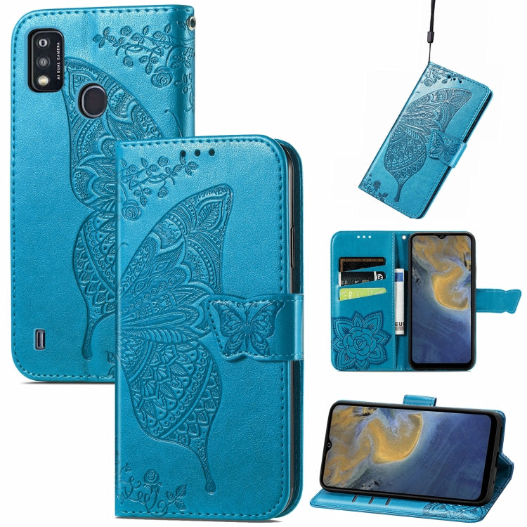 Butterfly Love Flowers Embossed Horizontal Flip Leather Case with Holder & Card Slots & Wallet & Lanyard
