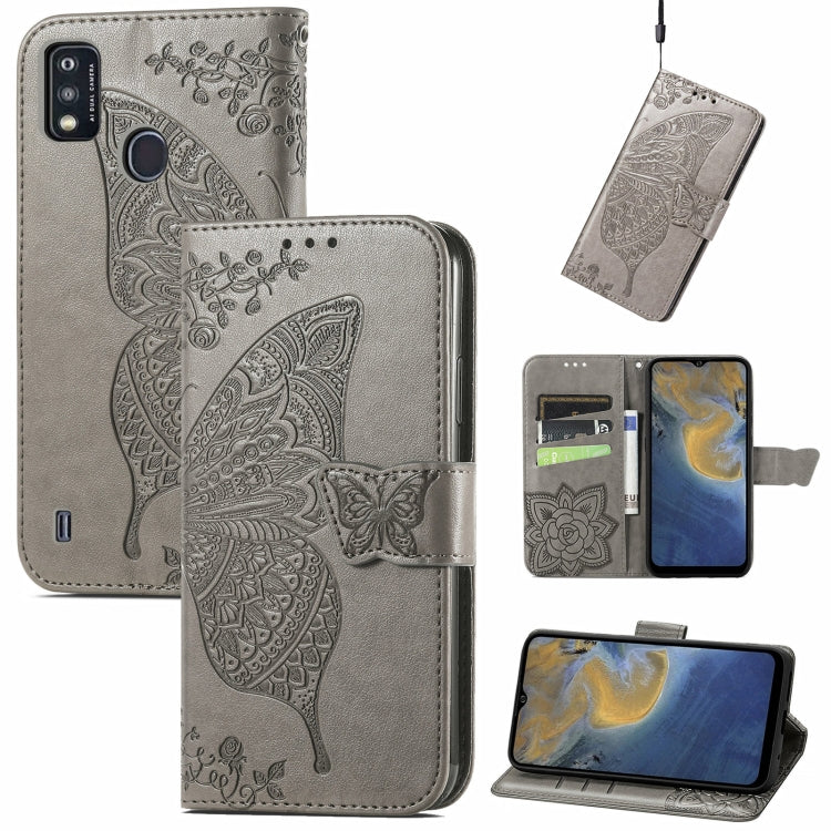 Butterfly Love Flowers Embossed Horizontal Flip Leather Case with Holder & Card Slots & Wallet & Lanyard