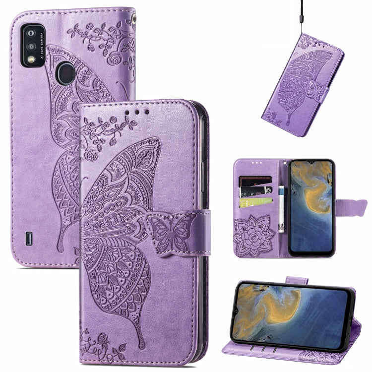 Butterfly Love Flowers Embossed Horizontal Flip Leather Case with Holder & Card Slots & Wallet & Lanyard