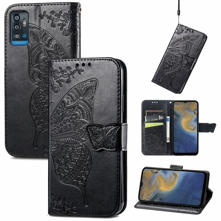 Butterfly Love Flowers Embossed Horizontal Flip Leather Case with Holder & Card Slots & Wallet & Lanyard