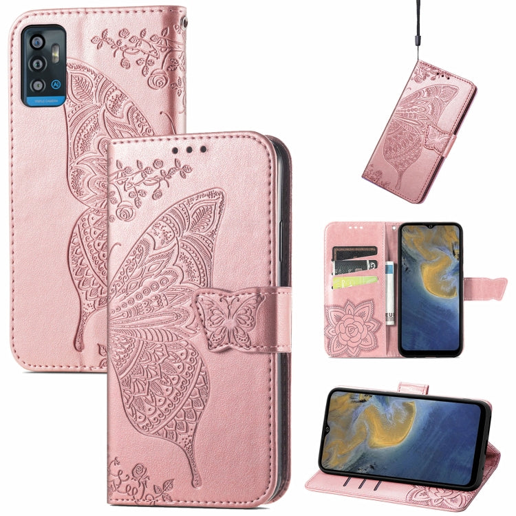 Butterfly Love Flowers Embossed Horizontal Flip Leather Case with Holder & Card Slots & Wallet & Lanyard