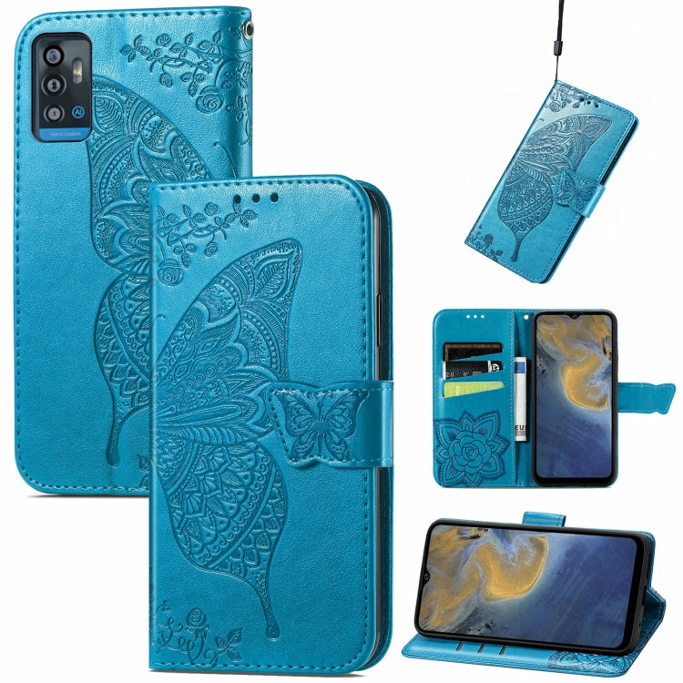 Butterfly Love Flowers Embossed Horizontal Flip Leather Case with Holder & Card Slots & Wallet & Lanyard