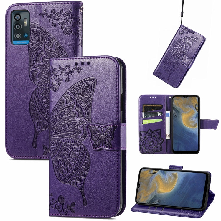 Butterfly Love Flowers Embossed Horizontal Flip Leather Case with Holder & Card Slots & Wallet & Lanyard