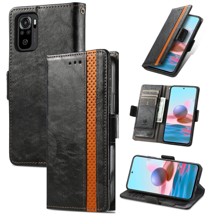 CaseNeo Business Splicing Dual Magnetic Buckle Horizontal Flip PU Leather Case with Holder & Card Slots & Wallet