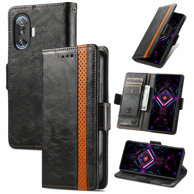 CaseNeo Business Splicing Dual Magnetic Buckle Horizontal Flip PU Leather Case with Holder & Card Slots & Wallet