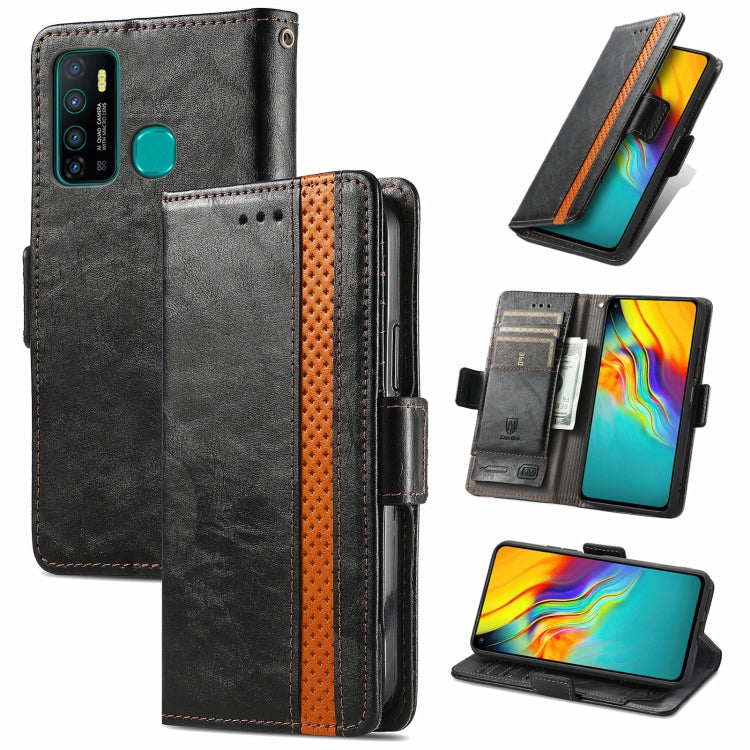 CaseNeo Business Splicing Dual Magnetic Buckle Horizontal Flip PU Leather Case with Holder & Card Slots & Wallet