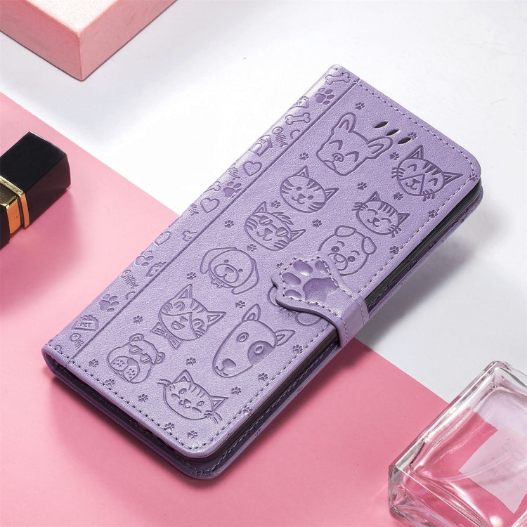 Lovely Cat and Dog Embossing Pattern Horizontal Flip Leather Case , with Holder & Card Slots & Wallet & Cartoon Clasp & Lanyard