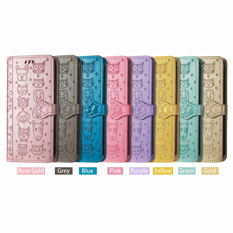 Lovely Cat and Dog Embossing Pattern Horizontal Flip Leather Case , with Holder & Card Slots & Wallet & Cartoon Clasp & Lanyard