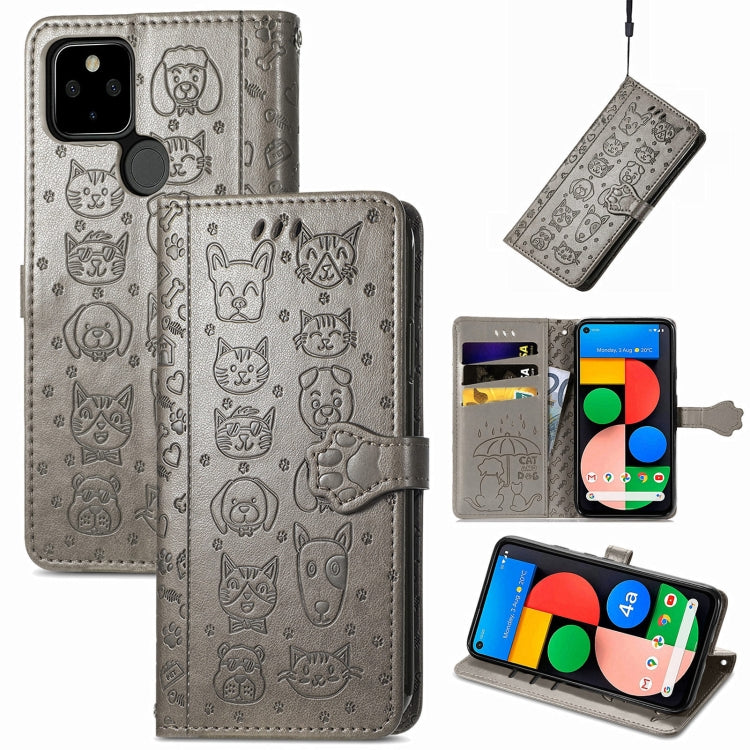 Lovely Cat and Dog Embossing Pattern Horizontal Flip Leather Case , with Holder & Card Slots & Wallet & Cartoon Clasp & Lanyard